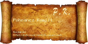 Pohrancz Kamill névjegykártya